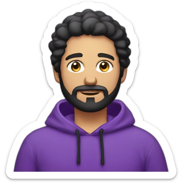 Italian man wirh Black hair and beard with purple hoodie  sticker