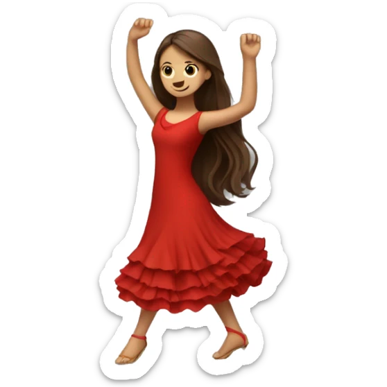 Girl dancing flamenco with red dress and brown long hair sticker