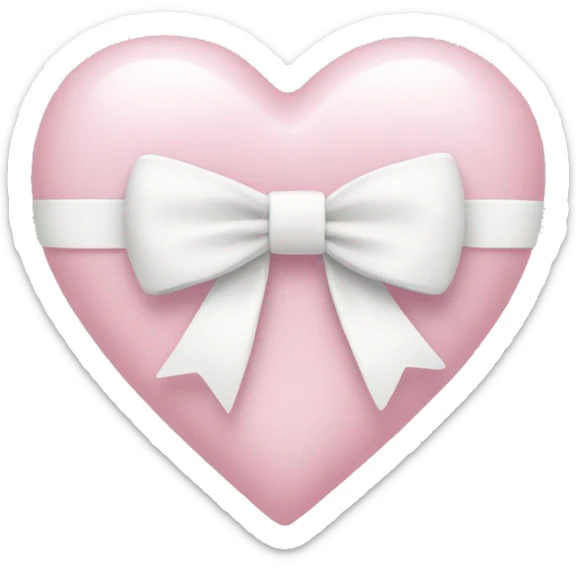 Pastel pink heart with white bow sticker