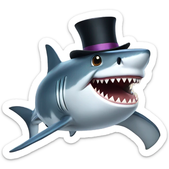 Shark with a top hat sticker