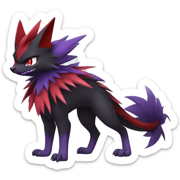  Black Red Purple Kawaii Cool Anime Nargacuga-Noivern-Noibat-Litten-Zorua-Zoroark-Fakemon-fusion full body sticker