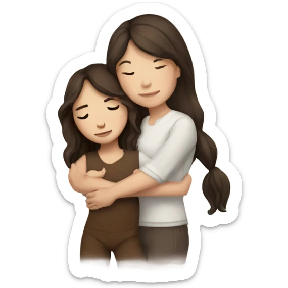 Girl with dark brown hair hugging brown horse with white spots  sticker