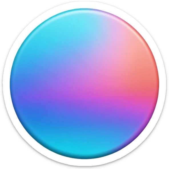 Credit coin in gradient of turquoise, blue, pink, purple, and coral as the main surface 3d sticker