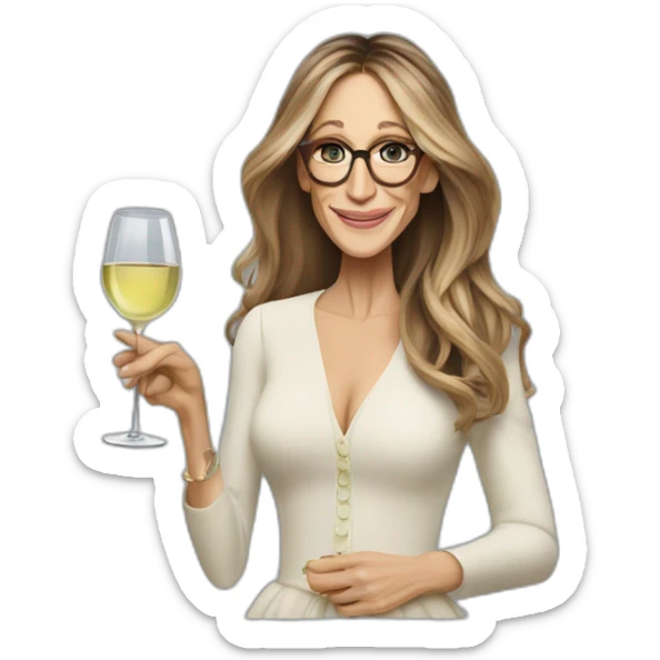 Sarah Jessica Parker with a glass of  white wine in her right hand sticker