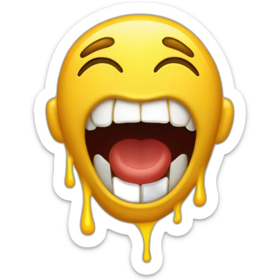 carita amarilla sacando la lengua y escupiendo saliva sticker