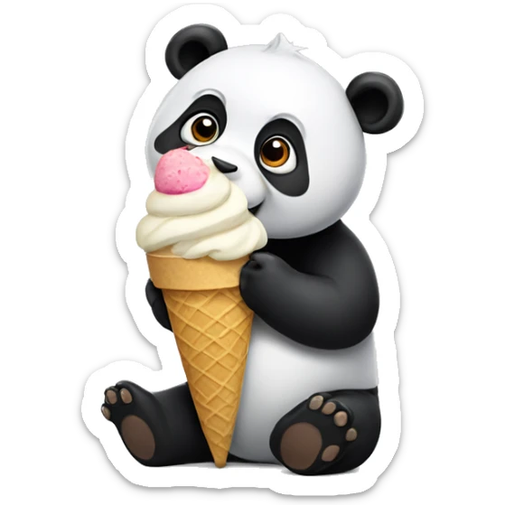 Panda eating ice cream sticker