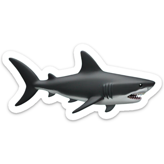 A matte black shark with the eyes of a spider and two heads  sticker