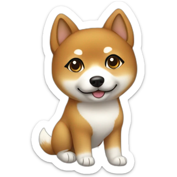 Cute Shiba-dog with her mistress, a woman with brown and curly hair sticker