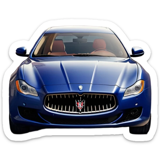 Maserati Quattroporte (2022) – cinematic-realistic Maserati Quattroporte emoji, its striking Italian design turning heads as it effortlessly maneuvers through the streets of Milan. The engine roars with Italian flair, echoing the car's racing heritage while enveloping the driver in an atmosphere of true luxury. sticker
