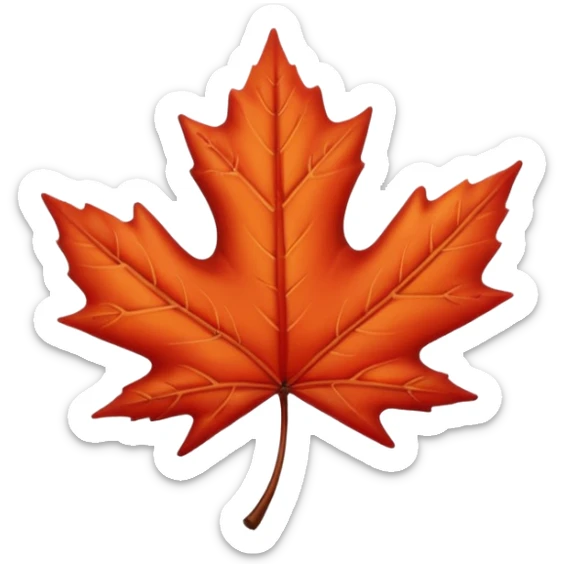 emoji, feuille d'érable couleur vermeille, deux yeux ronds noirs brillants sticker