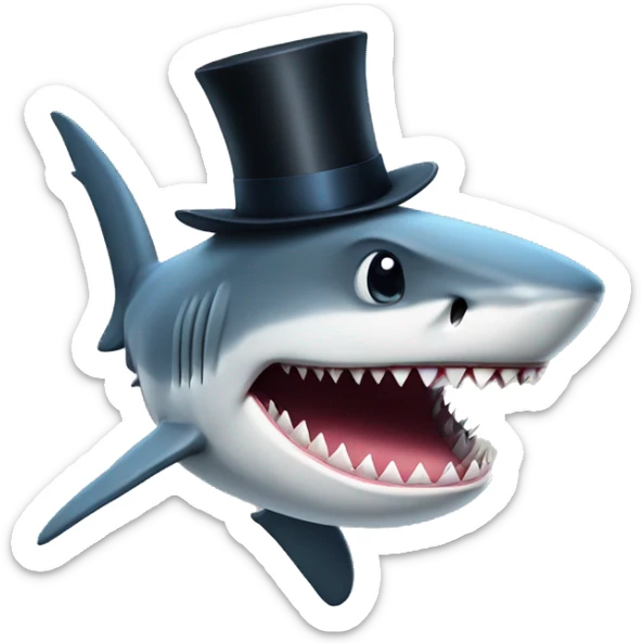 Shark with a top hat sticker