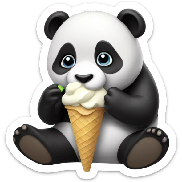 Panda eating ice cream sticker