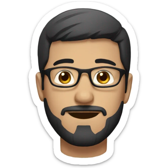 Guy with short black hair and glasses and goatee beard and brown eyes  sticker