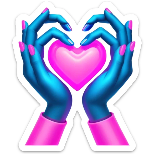 Neon cyberpunk style 

heart made of female neon hands sticker