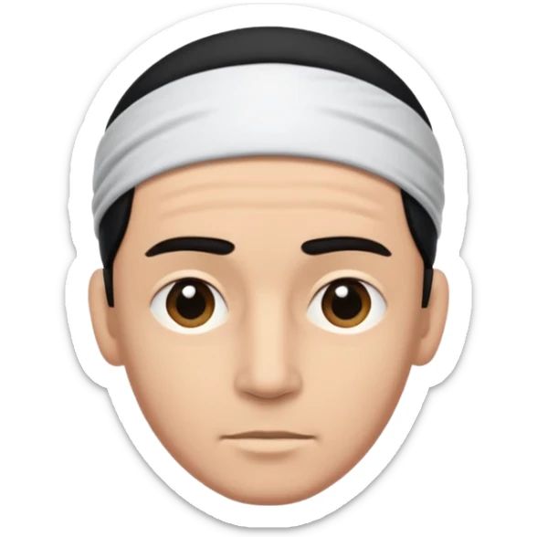 necesito la cara de un hombre con una vincha de color negro en la frente. la vincha tiene que ser angosta y tiene que estar en la frente del hombre, arriba de los ojos y abajo del pelo. sticker