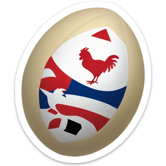 rugby ball French, with a small logo of a red chicken in the middle sticker