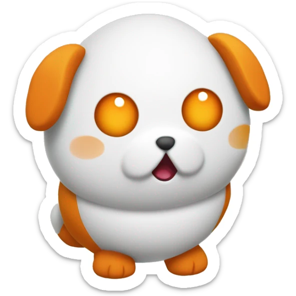 Create an emoji-style image of Clicky, the plush toy mascot with an orange map pin shape (hex code #EA5631), featuring a white round face and cute facial features sticker