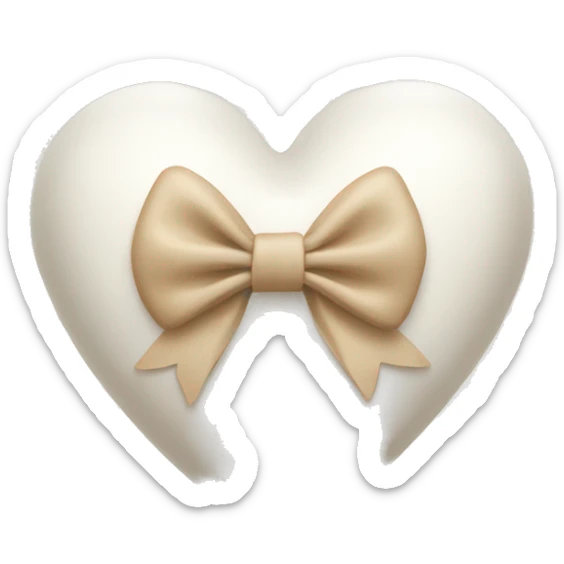 white heart with beige bow sticker