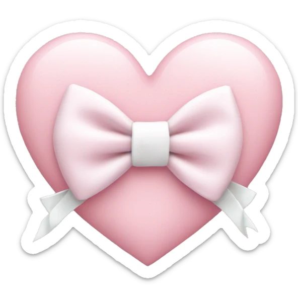 Pastel pink heart with white bow sticker