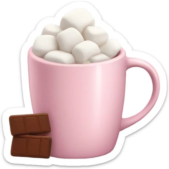 Light Pink mug of hot chocolate with marshmallows  sticker