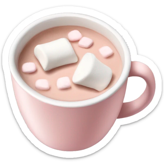 Light Pink mug of hot chocolate with marshmallows  sticker