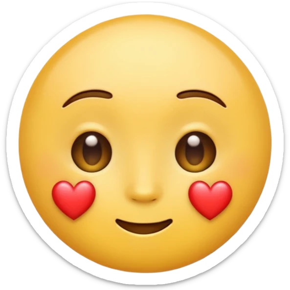 Emoji of a round yellow face with heart eyes, iPhone emoji style. Flat design, smooth gradients, rounded edges, soft shadows, clean look, white background sticker
