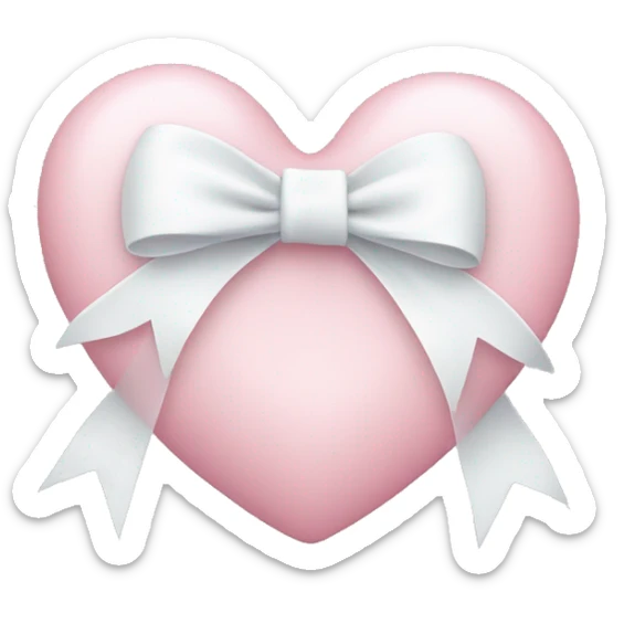 Pastel pink heart with white bow sticker