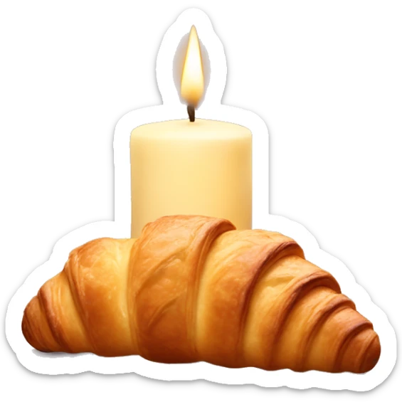 croissant candle, felines sticking out of the croissant sticker