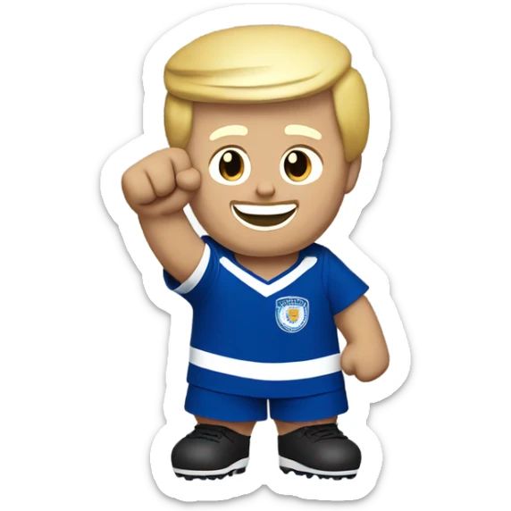 Donald Trump cheering Leicester football club wearing kit victory  sticker