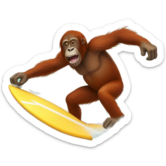 orangutan surfing sticker
