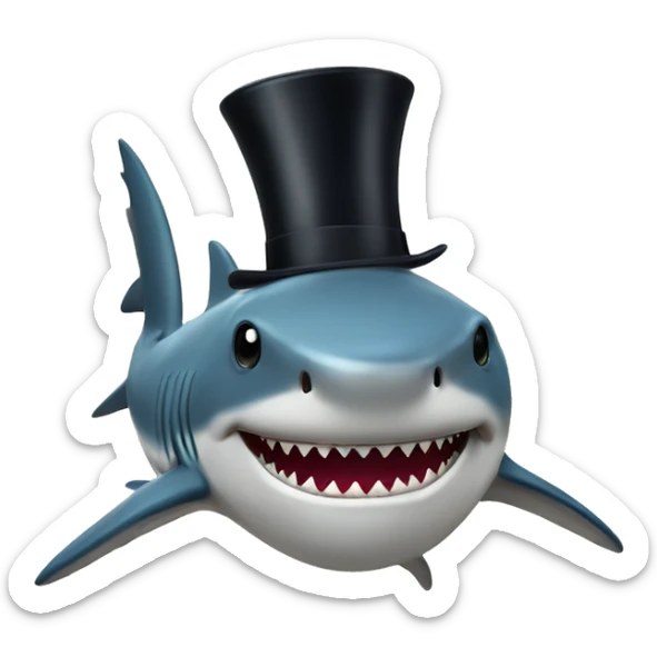 Shark with a top hat sticker