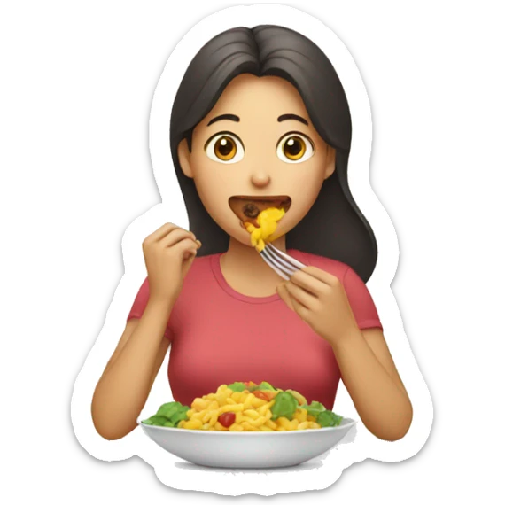 women eating sticker
