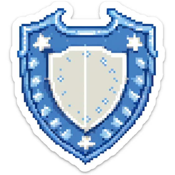 símbolo do Cruzeiro Esporte Clube, escudo azul com estrelas brancas, estilo retrô de videogame, sem texto sticker