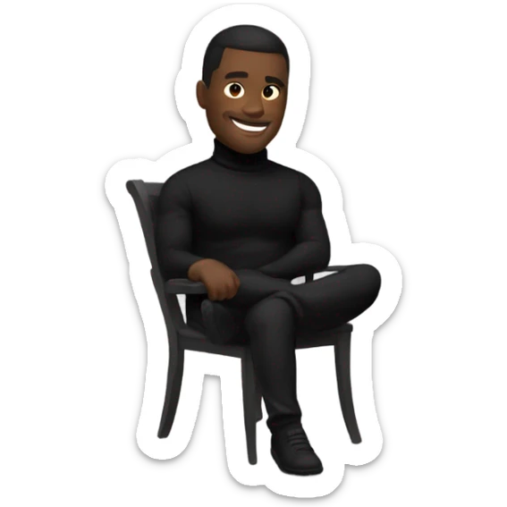 muscle fit black turtleneck shirt sitting in chair sticker