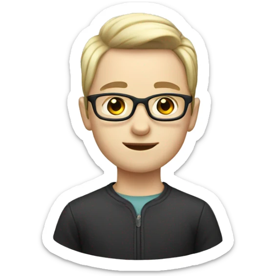 A boy with white skin and straight hair wearing glasses sticker