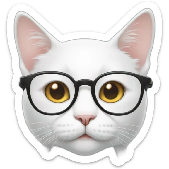White cat wearing glasses sticker