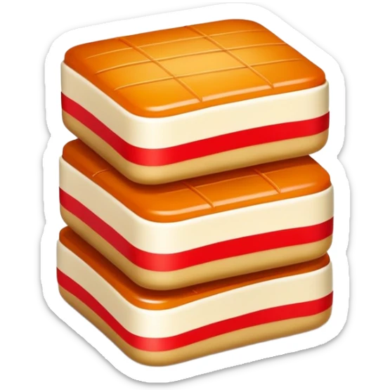 Chinese New Year Nian Gao sweet rice cake with red decorations, simplified emoji style with bold outlines and bright colors, cartoon style sticky new year dessert sticker