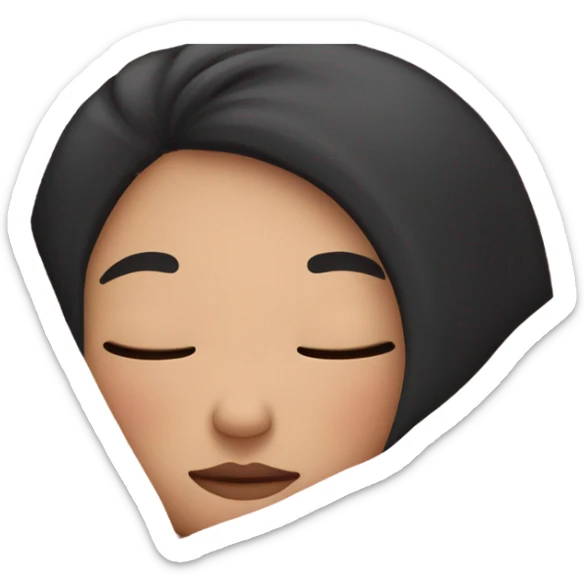 pale girl with black hair sleeping in a pink blanket  sticker