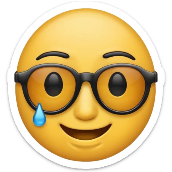 Combinación del emoji con gafas de sol y el que sonríe pero tiene una lágrima en un solo ojo  sticker