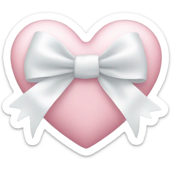 Pastel pink heart with white bow sticker