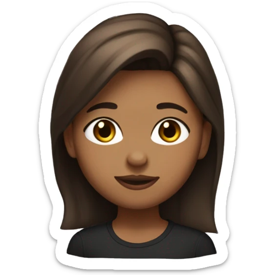 A girl named Aleeyah that has brown healthy hair a little past her shoulders 5,2 hazel eyes in black leggings in a shirt that says I love Trevor Wevor  sticker