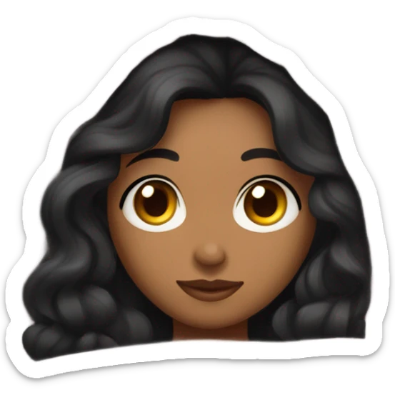 A girl tanned skin with wavy black hair and black eyes under the blanket sticker