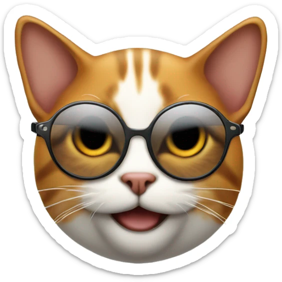 Gato anaranjado completo con lentes  sticker