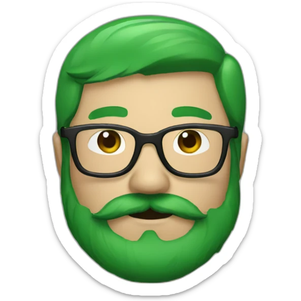 mustache man with glasses with green skin brown hair sticker