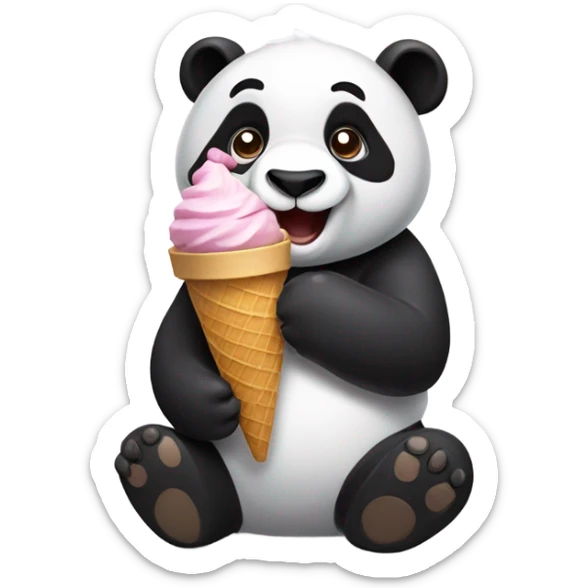 Panda eating ice cream sticker