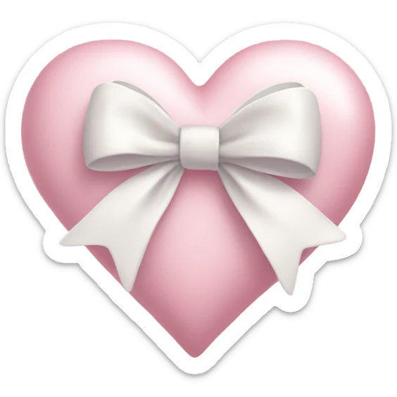 Pastel pink heart with white bow sticker