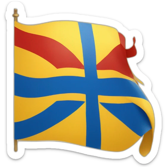 flag emoji with a blue Scandinavian cross with a red outline on a yellow background Ingermanland sticker