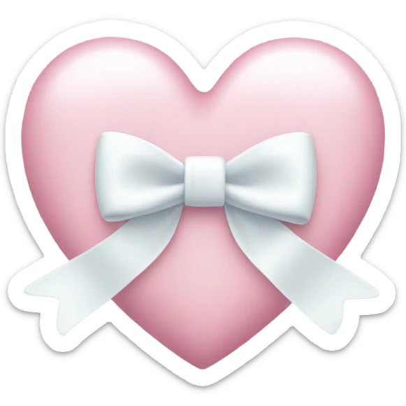 Pastel pink heart with white bow sticker