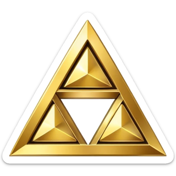 Triforce symbol from Legend of Zelda, three golden triangles arranged in a triangle sticker