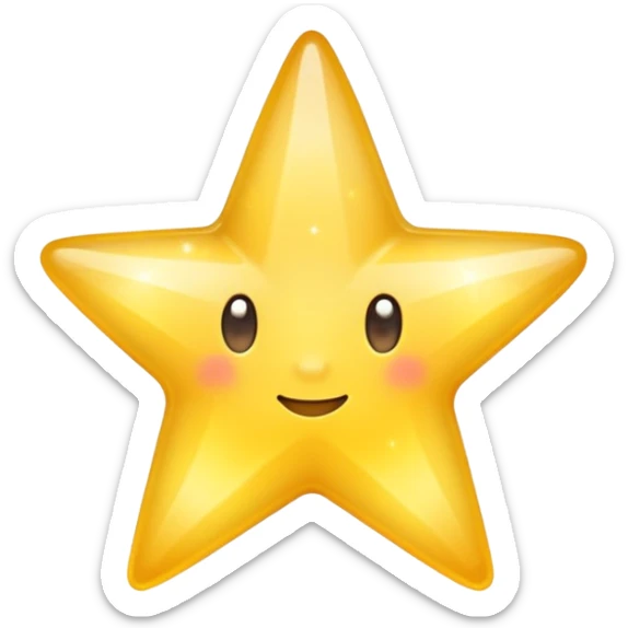 Generate a high-quality 3D cartoon-style emoji of a yellow sparkling star, glittering and shining effect, smooth gradient colors, rounded and cute appearance, no human faces, simple white background, high-resolution.

 sticker
